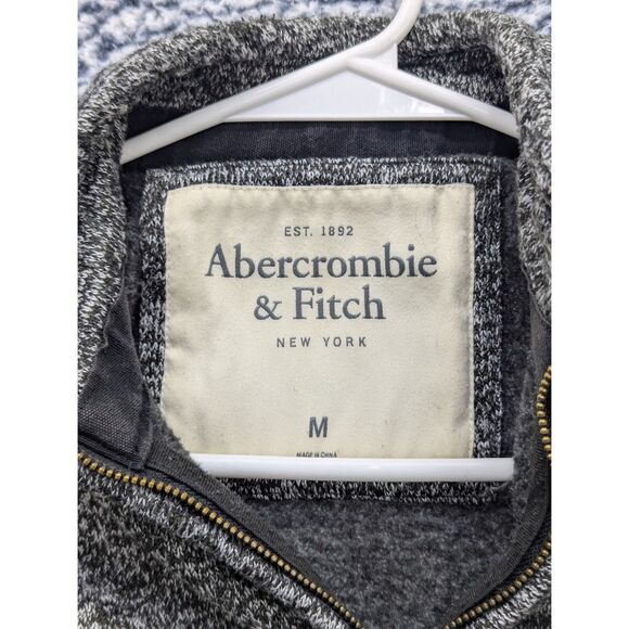 Abercrombie 1/4 Zip Pullover Mens M Fleece Lined Sweater Jacket Preppy Gray - Picture 10 of 11